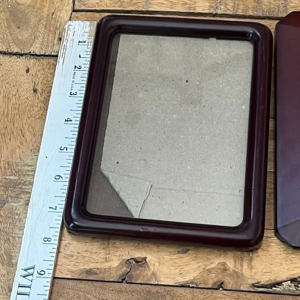 Vintage MCM Solid Dark Wood Picture Frames Set of 2 6 x 8 in